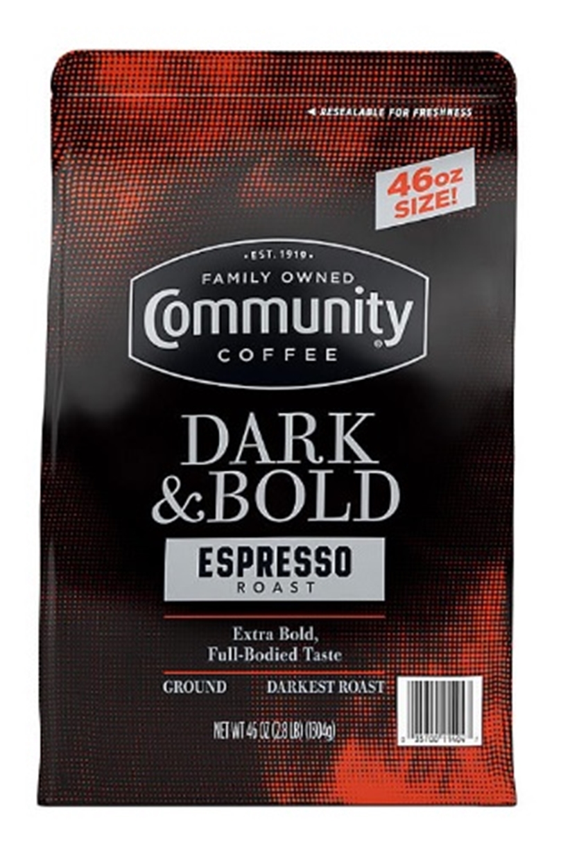 (image for) Community Coffee Espresso Roast Ground Coffee, Dark and Bold 46 oz.
